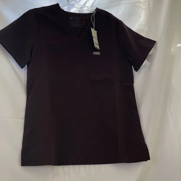 Figs Catalina One-Pocket Espresso Brown Scrub Top Small - Picture 4 of 8